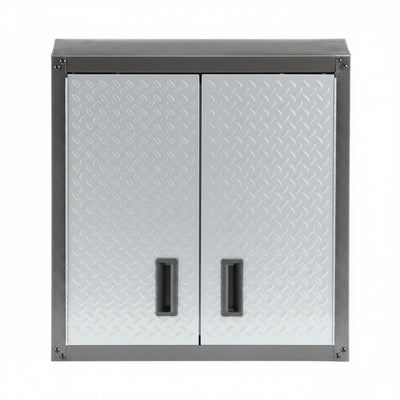 Steel 1-Shelf Wall Mounted Garage Cabinet in Silver Tread (28 in W X 28 in H X 12 in D)