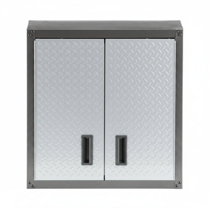 Steel 1-Shelf Wall Mounted Garage Cabinet in Silver Tread (28 in W X 28 in H X 12 in D)