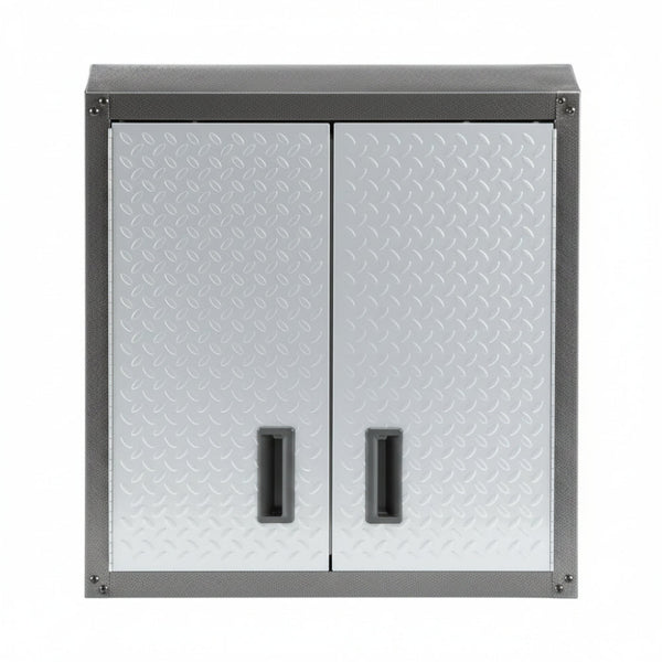 Steel 1-Shelf Wall Mounted Garage Cabinet in Silver Tread (28 in W X 28 in H X 12 in D)
