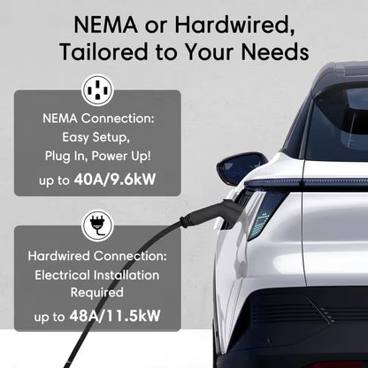 240-Volt Electric Vehicle Charging Station with NEMA 14-50 Plug, Wi-Fi & App Control For-22°F to 122°F Indoor/Outdoor