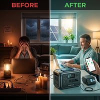 1800W Solar Generator Lifepo4 Battery Home Outdoor Emergency Portable Power Station with Wireless Charging — Before & After