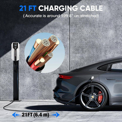 20 Ft 110-240-Volt Portable Electric Car Charger Level 1 2 16A Adjustable Plug-In Hybrid EV LCD Screen