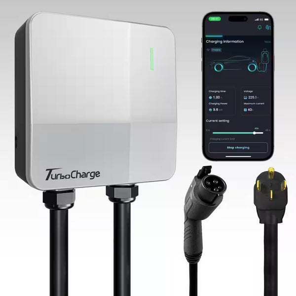 240-Volt Electric Vehicle Charging Station with NEMA 14-50 Plug, Wi-Fi & App Control For-22°F to 122°F Indoor/Outdoor