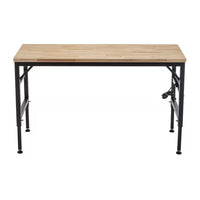Adjustable Height Workbench, 60" Rubber Wood Top Heavy Duty Workstation with Power Outlets, Hardwood Worktable