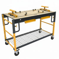 5 in 1 Multi Function Workbench for Miter Saws, Scaffolding, Work Bench, Utility Cart, Storage Rack, and Work Platform, Black and Yellow, Model S-IB1TM0