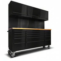 72 Inch 15 Drawers Tool Chest with 3 up Cabinet & Pegboard, Rolling Tool Cabinet with Drawers (Black)