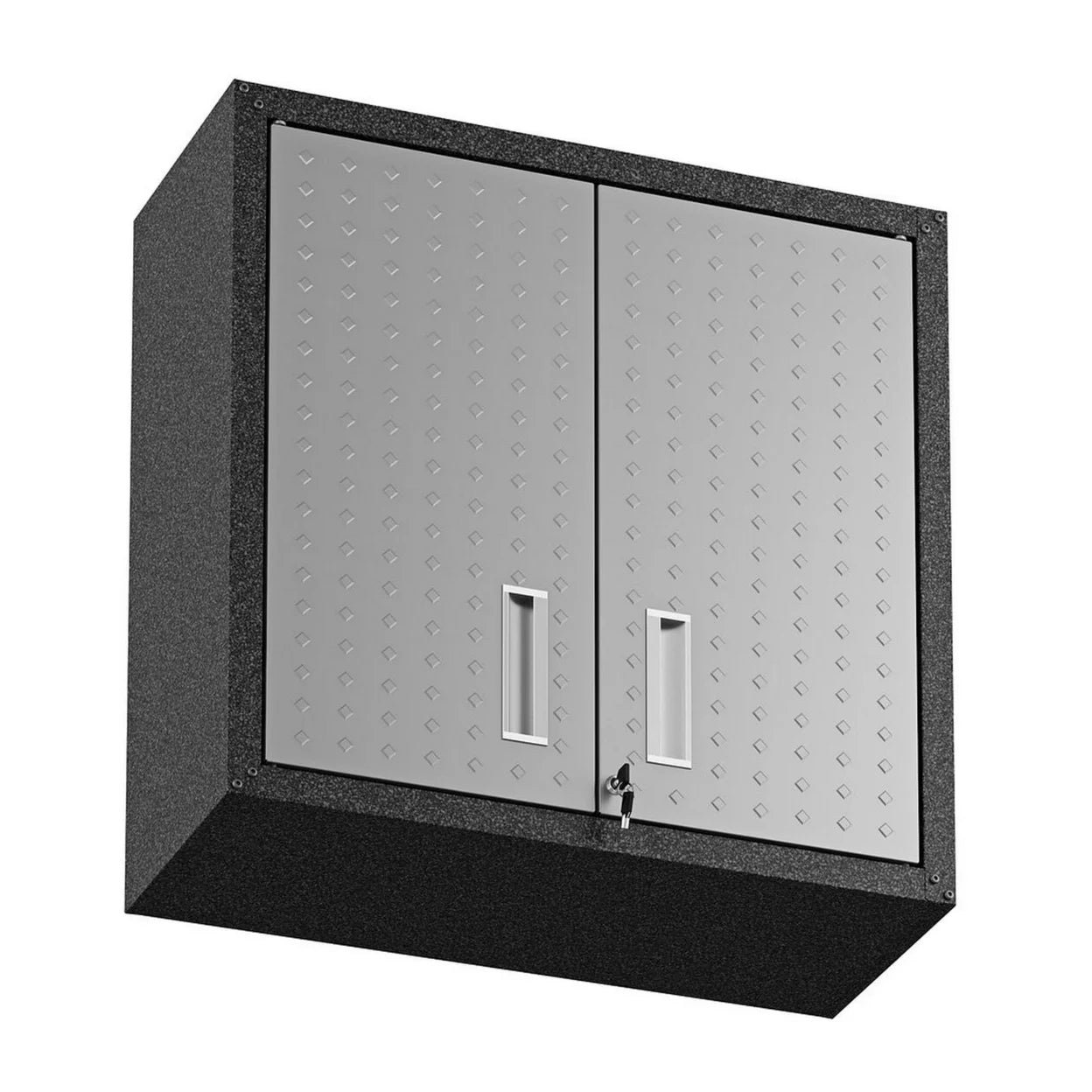 Fortress 30" Floating Textured Metal Garage Cabinet with Adjustable Shelves in Grey - Set of 2