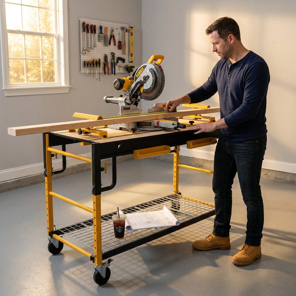 Multi-Function Workbench Built for DIY Projects, 5-in-1 Convertible Design, Adjustable Height, Metal Frame