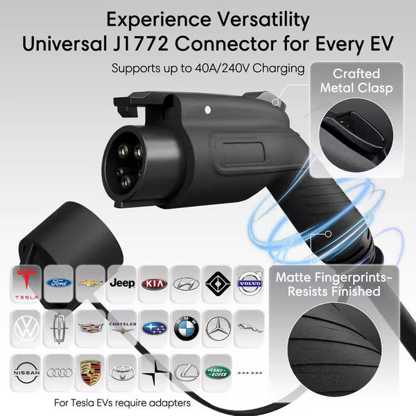 240-Volt Electric Vehicle Charging Station with NEMA 14-50 Plug, Wi-Fi & App Control For-22°F to 122°F Indoor/Outdoor