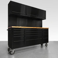 72 Inch 15 Drawers Tool Chest with 3 up Cabinet & Pegboard, Rolling Tool Cabinet with Drawers (Black) — Studio Shot