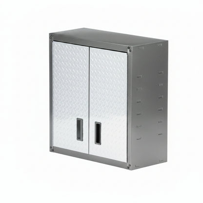 Steel 1-Shelf Wall Mounted Garage Cabinet in Silver Tread (28 in W X 28 in H X 12 in D)