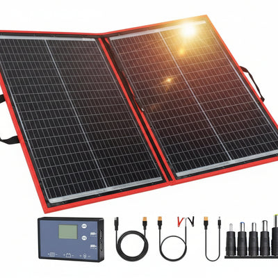 110W Portable Foldable Solar Panel Kit with PWM Controller and USB Ports