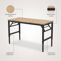 Adjustable Height Workbench Built for Heavy Duty Projects, 60-Inch Rubber Wood Top, Steel Legs, Power Outlets