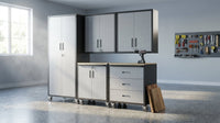 Garage Cabinet System | Heavy Duty Steel All-In-One Modular Garage Cabinet Set for Ultimate Workshop Organization | Easy Assembly Garage Storage Cabinets & Tool Bench — Lifestyle