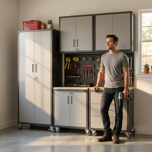 Modular Garage Cabinet System Built for Ultimate Workshop Organization, Heavy Duty Steel, Easy Assembly, Tool Storage