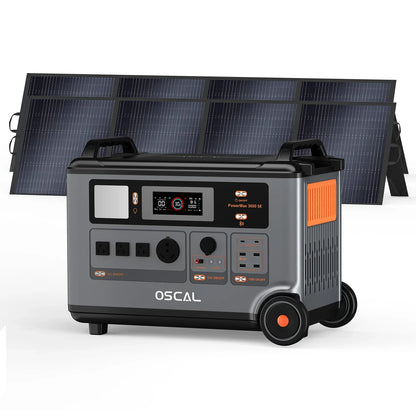 OSCAL PowerMax 3600SE Portable Power Station With 200W Solar Panel, 3600Wh LiFePO4 Battery, Solar Generator optional 200W Solar Panel, 3600W (Surge 7200W) Fast charging Home Backup Battery, Power Supply for Camping, RV
