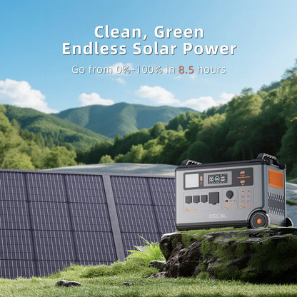 OSCAL PowerMax 3600SE Portable Power Station With 200W Solar Panel, 3600Wh LiFePO4 Battery, Solar Generator optional 200W Solar Panel, 3600W (Surge 7200W) Fast charging Home Backup Battery, Power Supply for Camping, RV