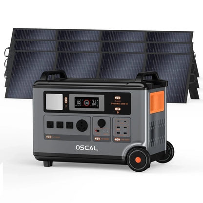 OSCAL PowerMax 3600SE Portable Power Station With 200W Solar Panel, 3600Wh LiFePO4 Battery, Solar Generator optional 200W Solar Panel, 3600W (Surge 7200W) Fast charging Home Backup Battery, Power Supply for Camping, RV