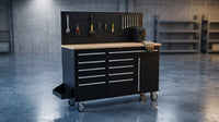 Tool Chest Workbench, 61-Inch Rolling Tool Chest with Wheels, 10 Drawers, Multifunctional Tool Cart Mechanic Tool Storage Cabinet for Garage, Assembled Large Tool Box Storage Cabinet, Black — Lifestyle