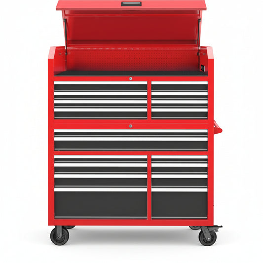 Tool Chest 18-Drawer | 66'' Large Rolling Tool Chest with Wheels | Detachable Top Metal Tool Box with Gas Struts | Lockable Rolling Tool Cabinet with Liners,Power Strip | Garage, Repair Shop, Workshop