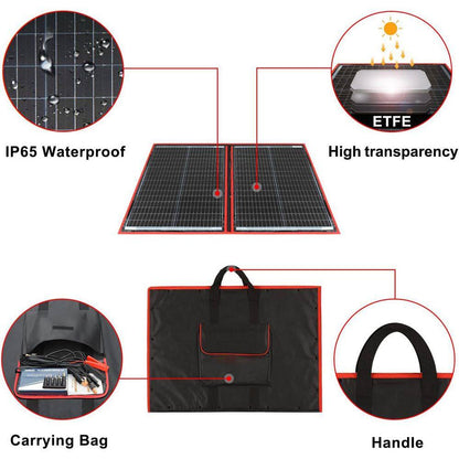 110W Portable Foldable Solar Panel Kit with PWM Controller and USB Ports
