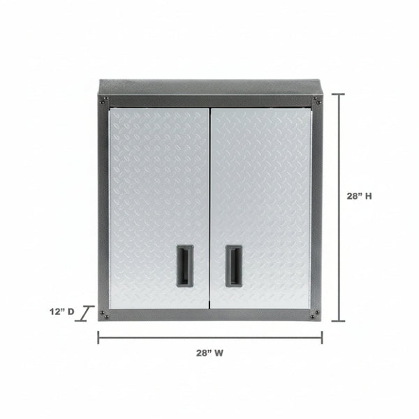Steel 1-Shelf Wall Mounted Garage Cabinet in Silver Tread (28 in W X 28 in H X 12 in D)