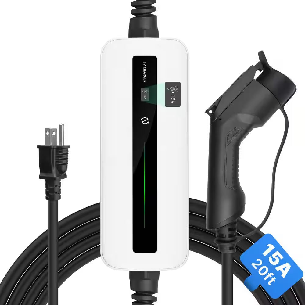 20Ft 120-Volt Level 1 EV Charger Cable NEMA5-15P Portable EVSE SAE J1772 Plug IP65 Home Charging Station