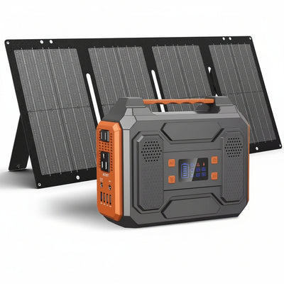 300-Watt Portable Solar Generator W/ Foldable 60-Watt Monocrystalline Solar Panel and 280Wh for Camping, RV, Outdoor Use