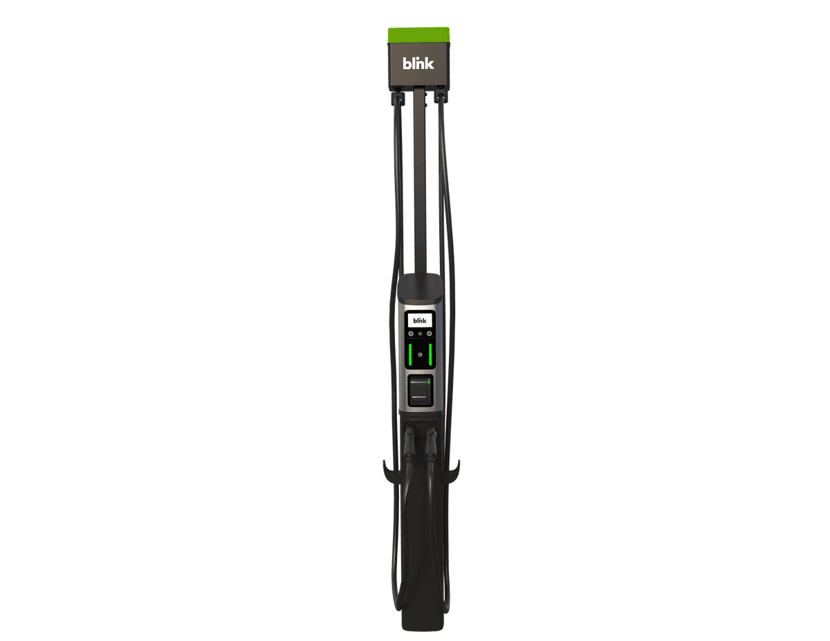BLINK Series 8 (ISO Model) Level 2 Commercial EV Charging Station 80A Dual Port w/ One Year Full Service LTE Cloud & CC & Pedestal Bundle